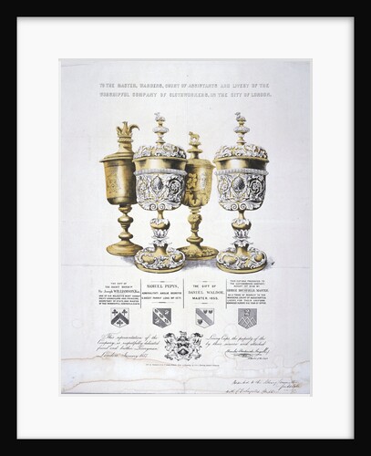 Four ornate cups belonging to the Clothworkers' Company by Sanderson & Co