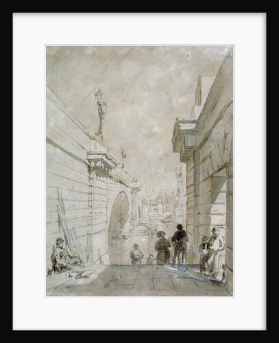 London Bridge looking north from the upper landing of steps near Tooley Street by Edward William Cooke