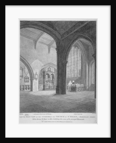 Interior south-west view of the Church of St Helen, Bishopsgate, City of London by Bartholomew Howlett