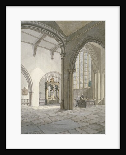 Interior south-west view of the Church of St Helen, Bishopsgate, City of London by Frederick Nash