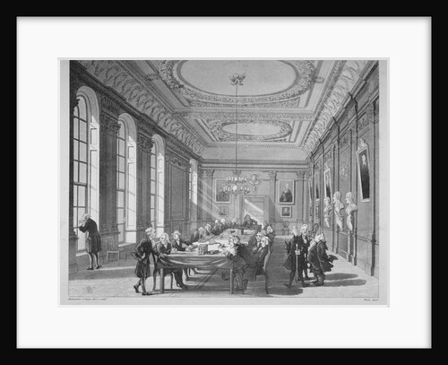 Interior of the boardroom with board members, College of Physicians, City of London by Augustus Charles Pugin