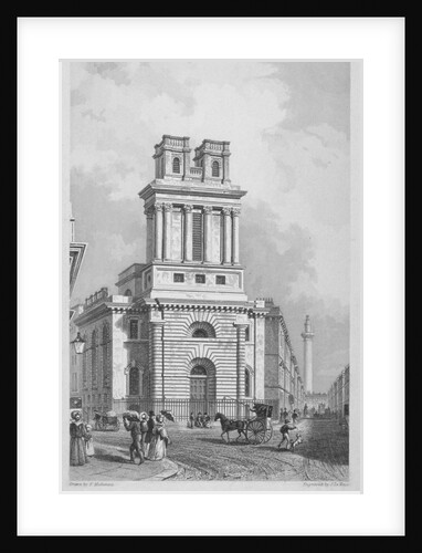 Church of St Mary Woolnoth, City of London by John Le Keux