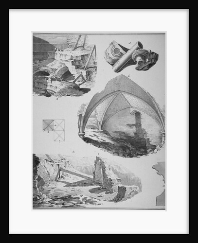 Vignettes of the remains of the Church of St Martin's le Grand, City of London by Robert Blemmell Schnebbelie