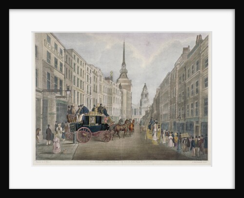The Cambridge coach leaving the Nelson Inn, Belle Sauvage Yard, Ludgate Hill, London by Charles Joseph Hullmandel