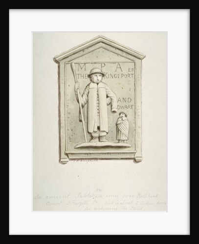 Tablet on a house over Bull Head Court, Newgate Street, City of London by Thomas Hosmer Shepherd