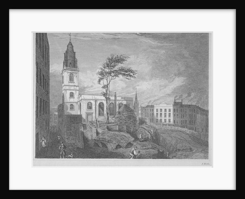 South-east view of the Church of St Michael, Crooked Lane, City of London by John Wells