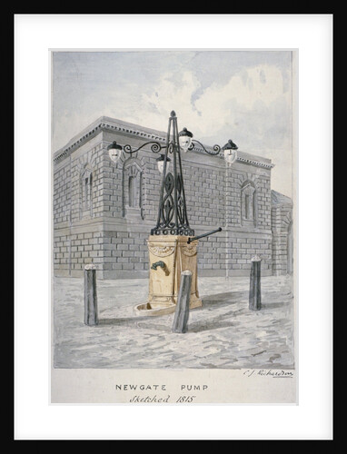 Newgate Pump, Old Bailey with Newgate Prison in the background, City of London by Charles James Richardson