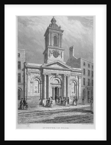 Church of St Peter-le-Poer with the congregation entering, City of London by John Le Keux