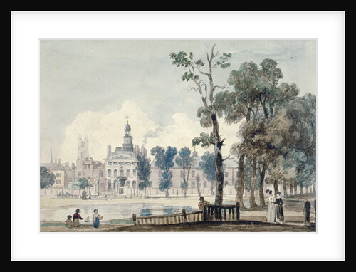 Exterior view of Old Bethlehem Hospital, Moorfields, City of London by George Arnald