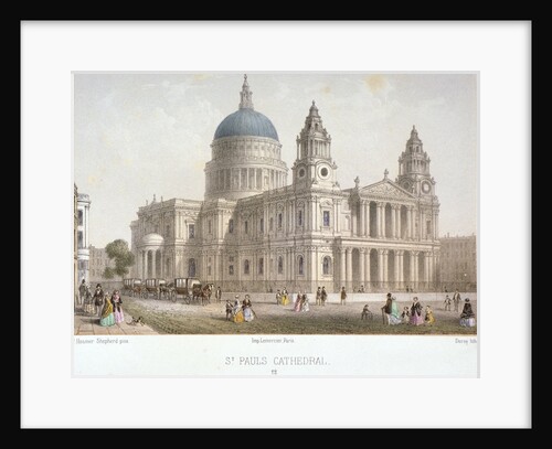 North-west view of St Paul's Cathedral with figures walking in front, City of London by Sir Christopher Wren