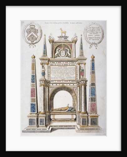 Monument to Sir Christopher Hatton in old St Paul's Cathedral, City of London by Wenceslaus Hollar