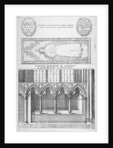 Tomb of Sir Ralph de Hengham in old St Paul's Cathedral, City of London by Wenceslaus Hollar