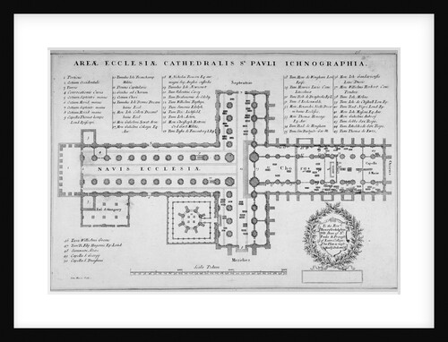 Plan of the old St Paul's Cathedral, City of London by J Harris