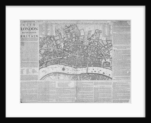 Map of the City of London surrounded by descriptive text by Anonymous