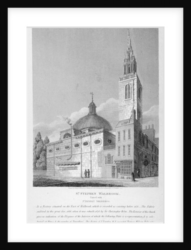 North-west view of the Church of St Stephen Walbrook, City of London by Joseph Skelton