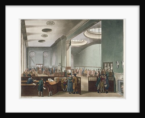 Interior view of Lloyds Subscription Room in the Royal Exchange, City of London by Augustus Charles Pugin