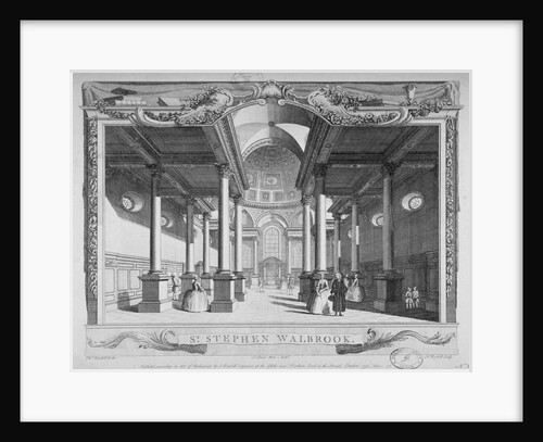 Interior view looking east, Church of St Stephen Walbrook, City of London by John Boydell