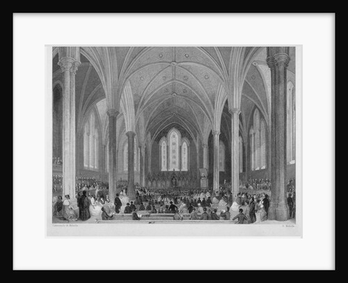 Interior of Temple Church during a service, City of London by Harden Sidney Melville