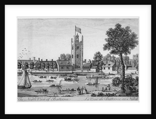 North view of St Mary's Church, Battersea from across the Thames, London by Anonymous