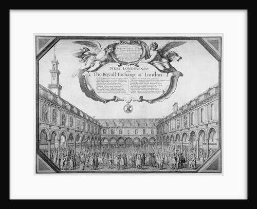 Interior view of the Royal Exchange filled with figures, City of London by Wenceslaus Hollar