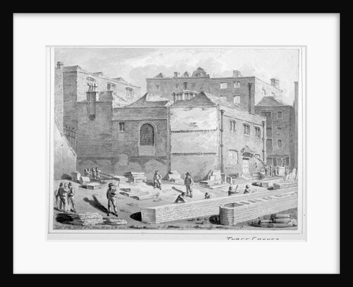 Footing for Southwark Bridge by the Union Warehouse, Upper Thames Street, City of London by Robert Blemmell Schnebbelie