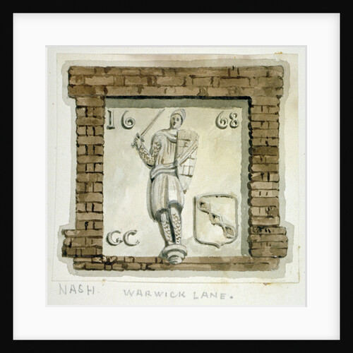 Effigy of Guy, Earl of Warwick, on the wall of a house in Warwick Lane, City of London by Frederick Nash
