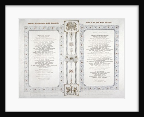 Copy of the inscription on the foundation stone of the new Royal Exchange, London by Anonymous