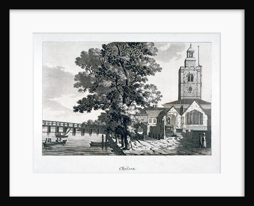 View of Chelsea Old Church with the River Thames on the left, London by Anonymous