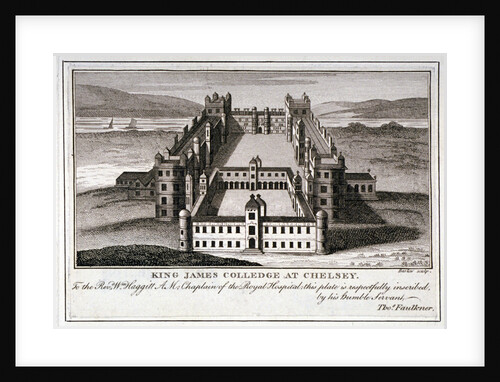 Bird's-eye view of King James's College, Chelsea, London by John Barlow