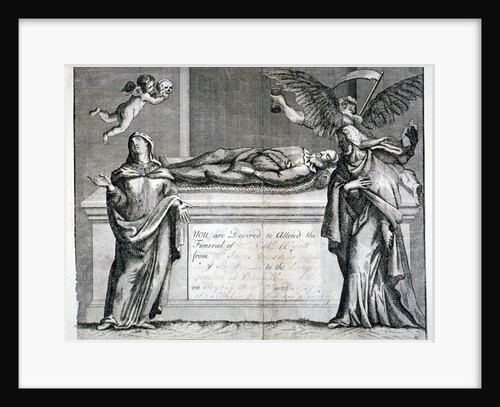 Invitation card to a funeral at Bunhill Fields in 1737 by Anonymous