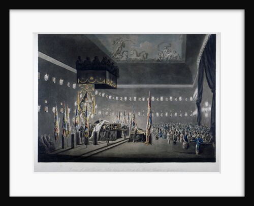 Lord Nelson lying in state in the painted chamber at Greenwich Hospital, London by M Merigot