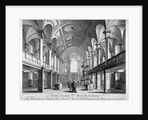 Sectional view of the Church of St Giles in the Fields, Holborn, London by Anthony Walker