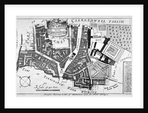 Map of Charterhouse and Cow Cross showing adjoining parishes and wards, London by Anonymous
