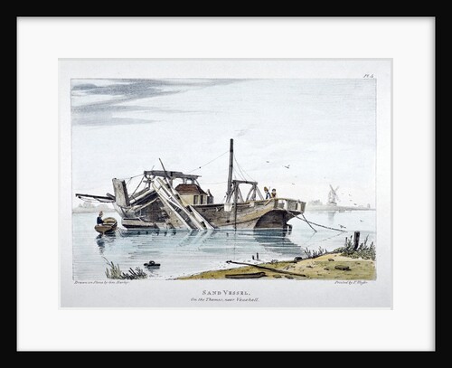 View of a sand vessel on the River Thames at Vauxhall, London by George Harley