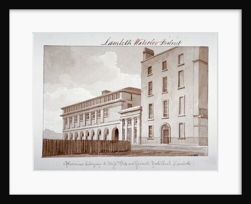 Premises belonging to builders Peto and Grissell in York Road, Lambeth, London by John Buckler