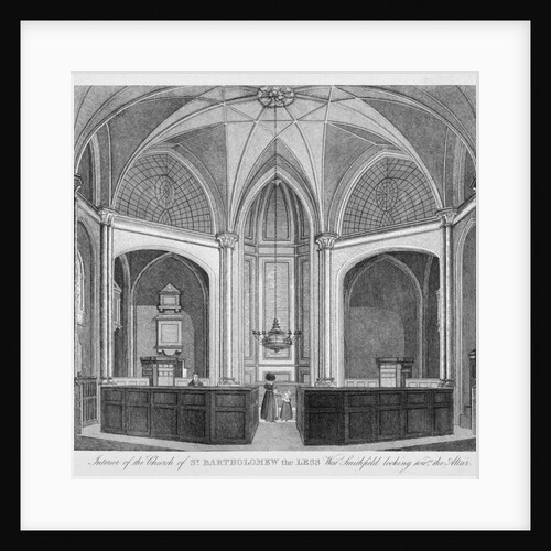Interior of the Church of St Bartholomew-the-Less looking towards the altar, City of London by Anonymous