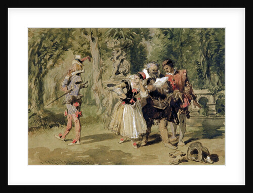 Sir Andrew Aguecheek Writes a Challenge by Sir John Gilbert