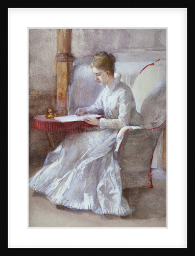 A Woman in White Writing at a Desk by Anna Lea Merritt