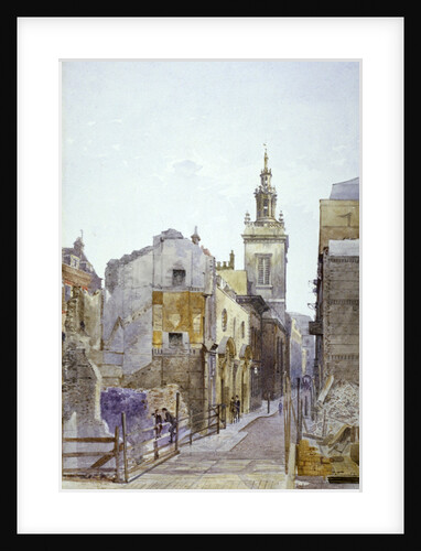 College Hill and the Church of St Michael Paternoster Royal, City of London by John Crowther