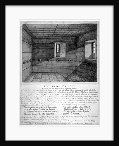 Interior view of Lollards Prison in Lambeth Palace, London by Anonymous