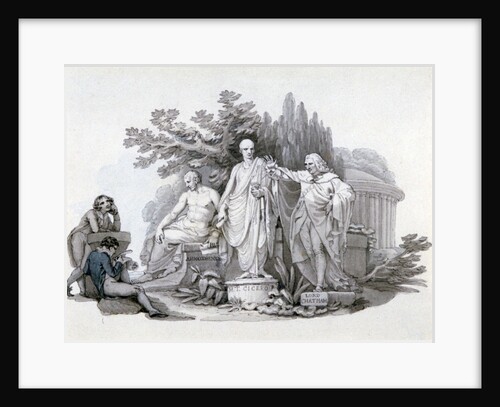 Two Youths contemplating Statues of Demosthenes, Cicero and Pitt by Edward Francis Burney