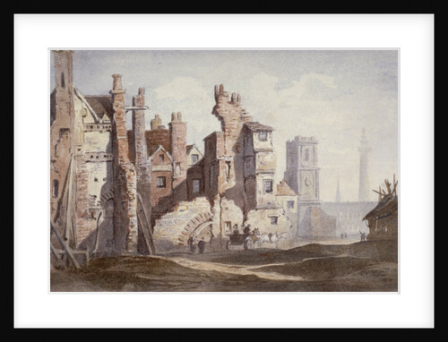 Demolition of old houses near Walbrook to make way for King William Street, City of London by Thomas Faed