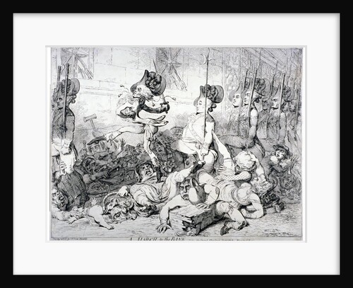 A march to the Bank, vide the Strand, Fleet Street, Cheapside &c morning & evening by James Gillray