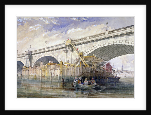 Coffer dam erected for repairing the pier of Blackfriars Bridge, London by Clarkson Stanfield
