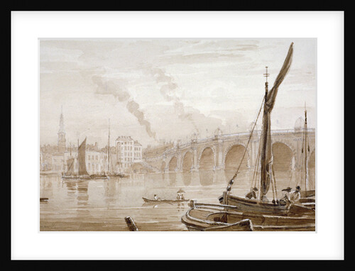 View of Blackfriars Bridge from the Surrey shore, with boats in the foreground, London by Luke Clennell