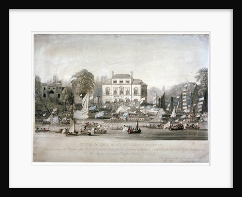 Scene on the Thames at Brandenburgh House, Hammersmith, London by F Vincent