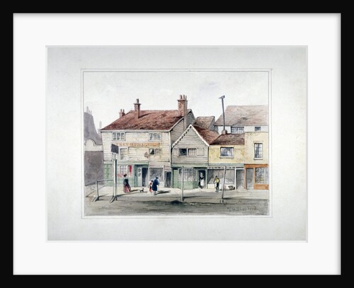 The Hare and Hounds Inn and shopfronts on Upper Street, Islington, London by Thomas Hosmer Shepherd