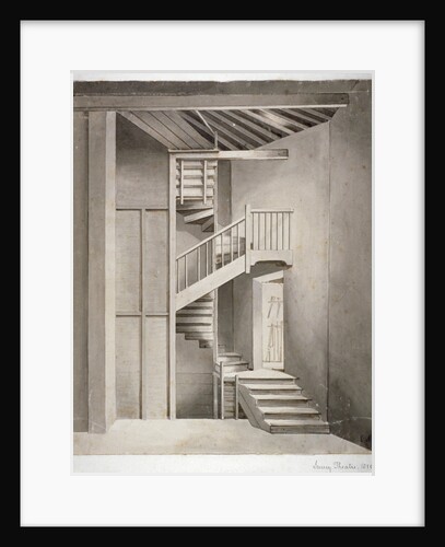 Interior view of the staircase in Surrey Theatre on Blackfriars Road, Southwark, London by Clarkson Stanfield
