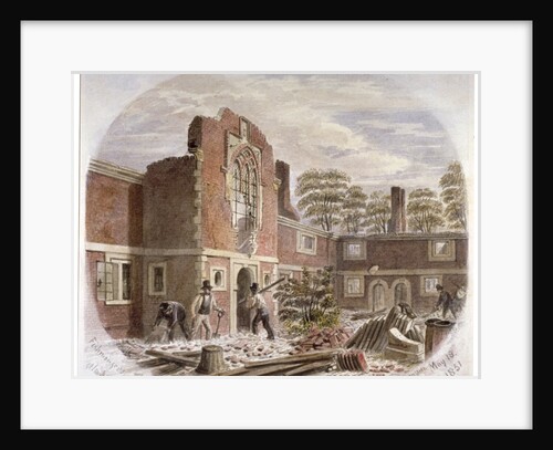 Men demolishing St Peter's Hospital, Southwark, London by James Findlay
