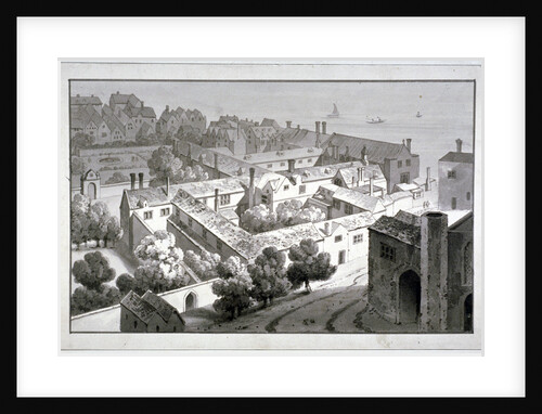 Bird's-eye view of the Bishop of Winchester's palace, Southwark, London by George Shepherd